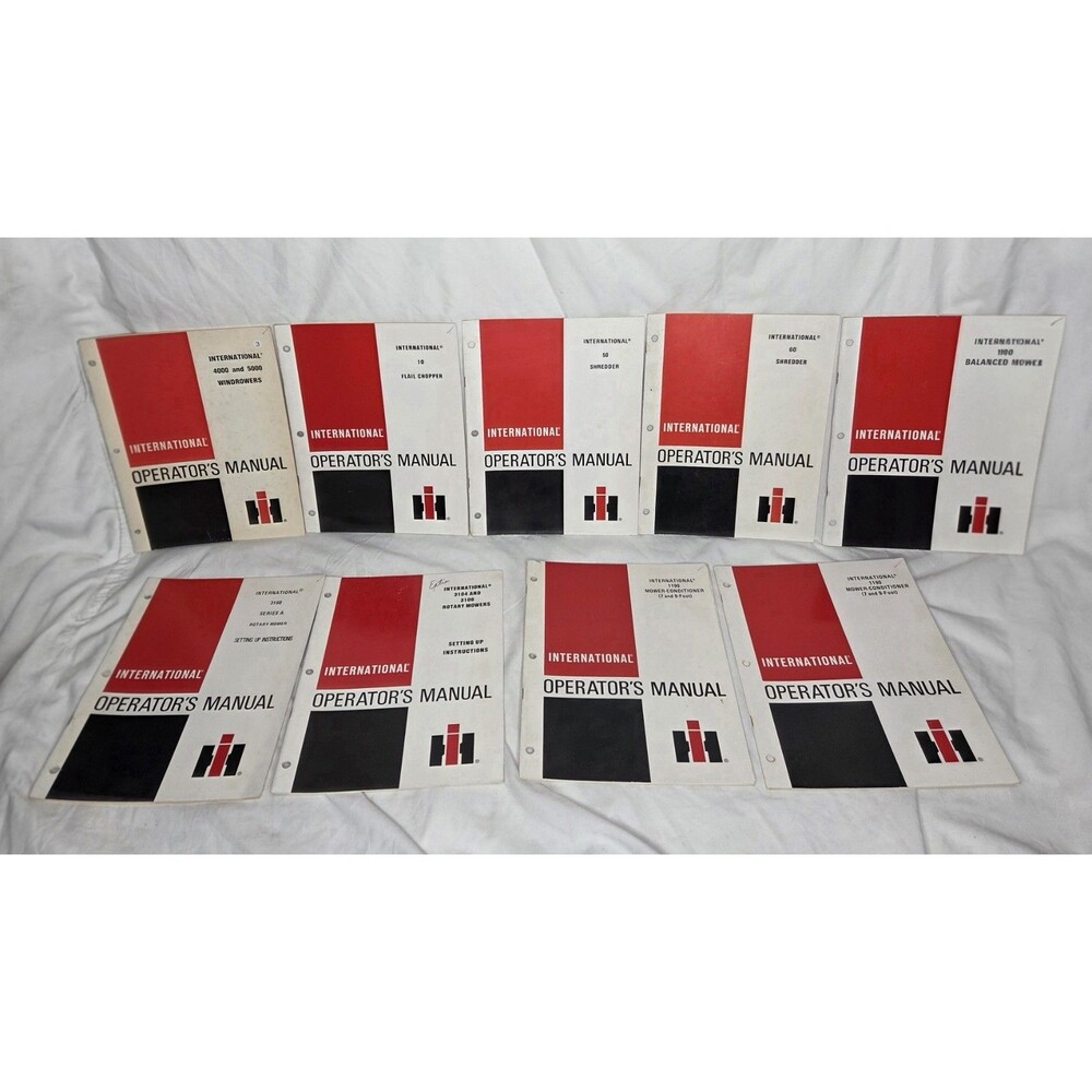 Vtg International Harvester IH Operators Manuals Mower Shredder Chopper Lot Of 9